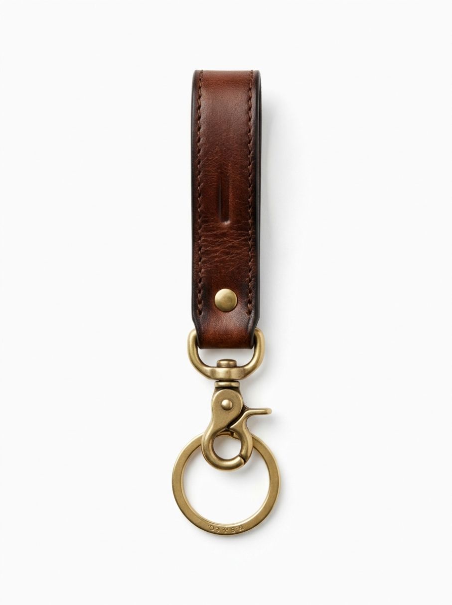 Hand-Burnished Calfskin Key Fob